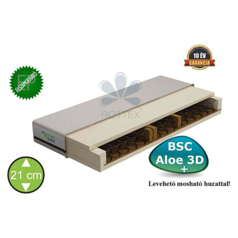 Rottex BSC aloe 3D + erősített bonell rugós kókusz matrac