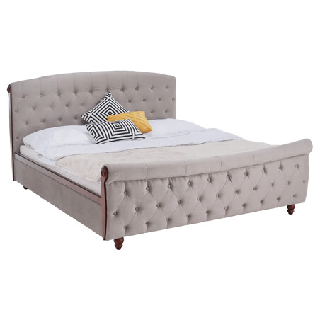 Ágy ágyráccsal, 180x200, szürkésbarna Taupe Velvet szövet, BARETO
