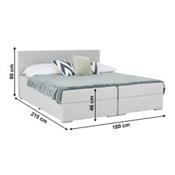 Boxspring típusú ágy 180x200, világosszürke, FERATA KOMFORT