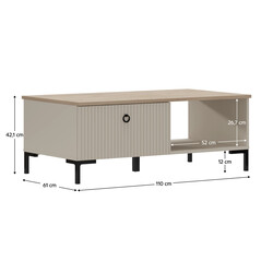 Dohányzóasztal, szürkésbarna Taupe/silverjack tölgy, DOMCA 1S