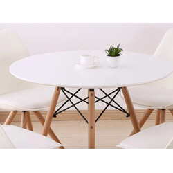 Étkezőasztal, fehér/bükk, átmérő 60 cm, GAMIN NEW 60