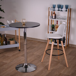 Bárasztal, magasság állítással, króm/ fekete, átmérő 60 cm, BRANY 2 NEW