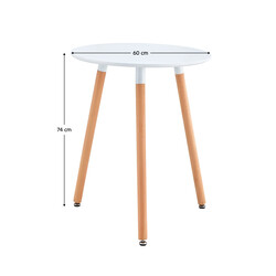 Étkezőasztal, fehér/bükk, átmérő 60 cm, ELCAN NEW TYP 1