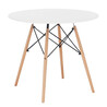 Étkezőasztal,  fehér/bükk, átmérő 80 cm, GAMIN 2 NEW 80