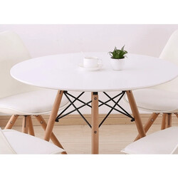 Étkezőasztal,  fehér/bükk, átmérő 80 cm, GAMIN 2 NEW 80