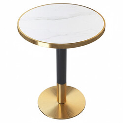 Bisztró asztal étkezőbe, fehér márvány/fekete/arany, átmérő 80 cm, OREN
