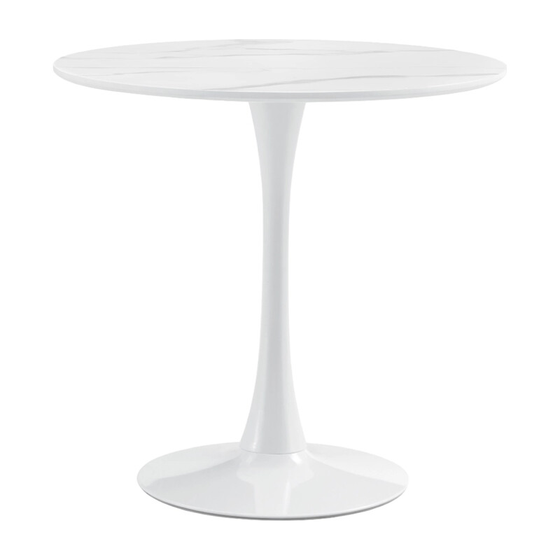 Étkezőasztal, világos márvány/fehér, átmérő 80 cm, LORIAN