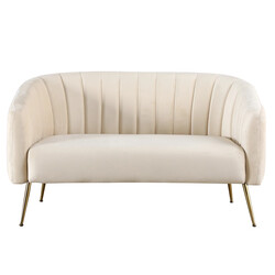 Design kétszemélyes kanapé, bézs Velvet szövet/gold króm-arany, BAGY