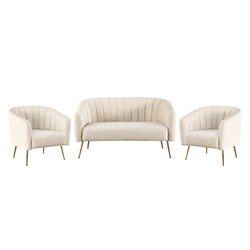 Design kétszemélyes kanapé, bézs Velvet szövet/gold króm-arany, BAGY