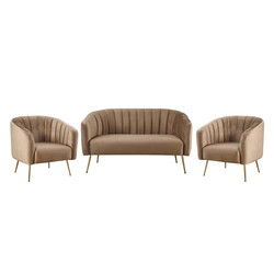 Design kétszemélyes kanapé, barna Velvet szövet/gold króm-arany, BAGY