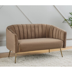 Design kétszemélyes kanapé, barna Velvet szövet/gold króm-arany, BAGY