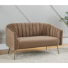 Design kétszemélyes kanapé, barna Velvet szövet/gold króm-arany, BAGY