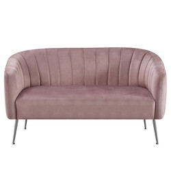 Design kétszemélyes kanapé, rózsaszín Velvet szövet/króm-ezüst, BAGY