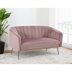 Design kétszemélyes kanapé, rózsaszín Velvet szövet/króm-ezüst, BAGY