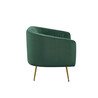 Design kétszemélyes kanapé, sötétzöld Velvet szövet/gold króm-arany, BAGY