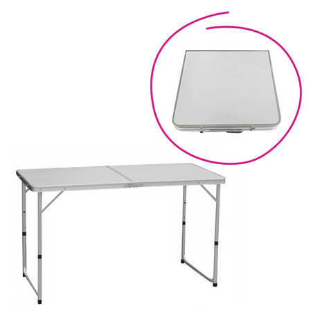 Összecsukható kempingasztal, 120 cm, alumínium/MDF, KEPI TYP 1