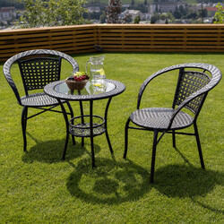 Kerti rattan szett 1+2, barna, LASAN