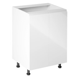 Alsószekrény, fehér/fehér extra magasfényű, AURORA D602F