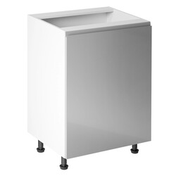 Alsószekrény, fehér/szürke extra magasfényű, jobbos, AURORA D601F