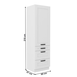 Magas szekrény, fehér, LULA 60 DKS-210 3S 1F