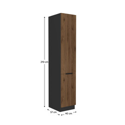 Magas szekrény, okapi dió/fekete, MENZO 40 DK-210 2F