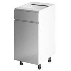Alsószekrény, fehér/szürke extra magasfényű HG, AURORA D40S1
