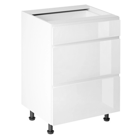 Alsószekrény, fehér/fehér extra magasfényű HG, AURORA D60S3