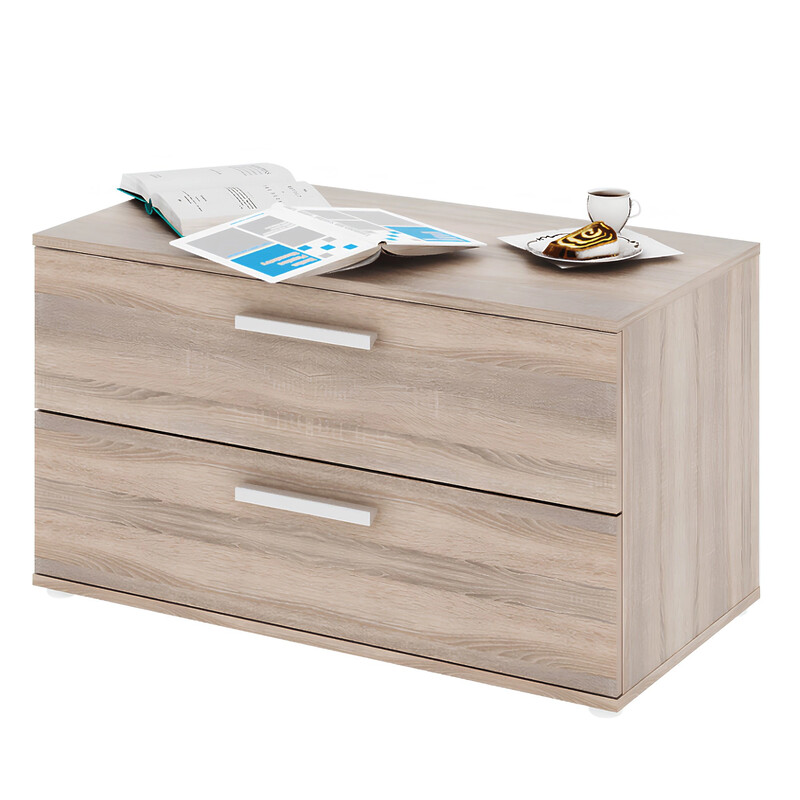 Kétfiókos komód, DTD laminált, sonoma tölgyfa, DUNAJ  8
