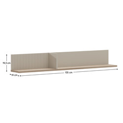 Fali polc 135, szürkésbarna Taupe/silverjack tölgy, DOMCA