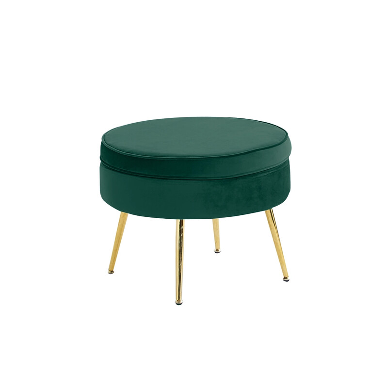 Luxus zsámoly/puff, smaragd Velvet szövet/króm arany, Art-deco, NOBLIN TYP 1