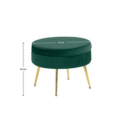 Luxus zsámoly/puff, smaragd Velvet szövet/króm arany, Art-deco, NOBLIN TYP 1