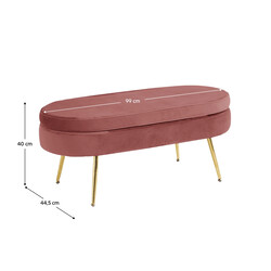 Luxus zsámoly/puff, rózsaszín Velvet szövet/króm arany, Art-deco, NOBLIN TABURET TYP 2