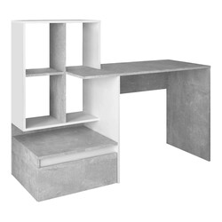 Számítógépasztal, beton/fehér, NEREO NEW