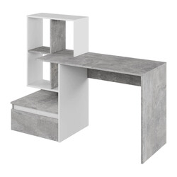 Számítógépasztal, beton/fehér, NEREO NEW