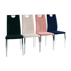 Étkezőszék, bézs Dulux Velvet szövet/króm, OLIVA NEW