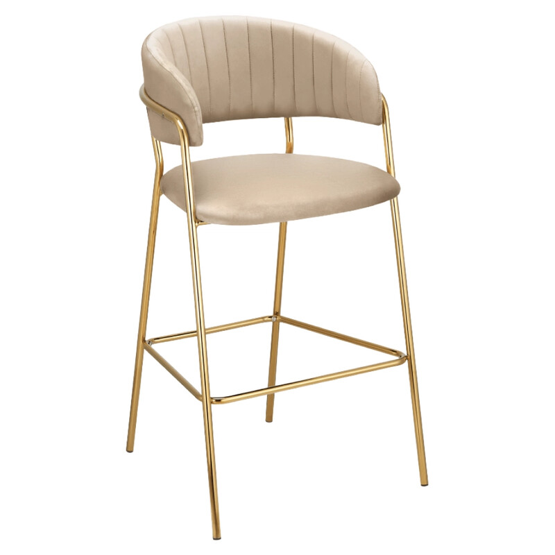 Design bárszék, bézs Velvet szövet/gold króm arany, DASMIN NEW TYP 2