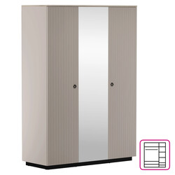 Szekrény tükörrel, szürkésbarna Taupe/silverjack tölgy, DOMCA 3D