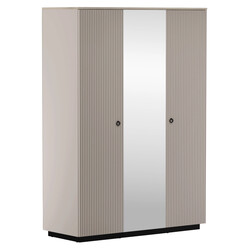 Szekrény tükörrel, szürkésbarna Taupe/silverjack tölgy, DOMCA 3D