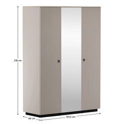 Szekrény tükörrel, szürkésbarna Taupe/silverjack tölgy, DOMCA 3D