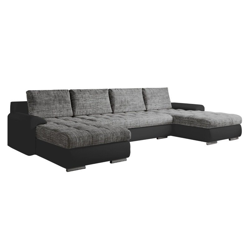 Univerzális ülőgarnitúra, ekobőr fekete/szürke melír, TOLITA U UNI