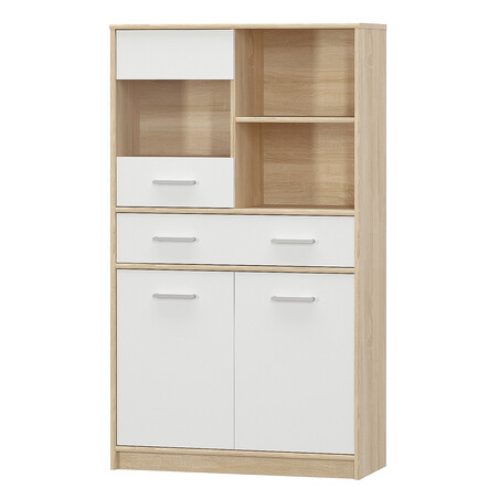 Vitrines szekrény 2D1W1S/80, fehér/tölgy sonoma, TEYO