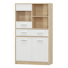 Vitrines szekrény 2D1W1S/80, fehér/tölgy sonoma, TEYO
