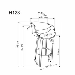 H123 bárszék – szürke / dió
