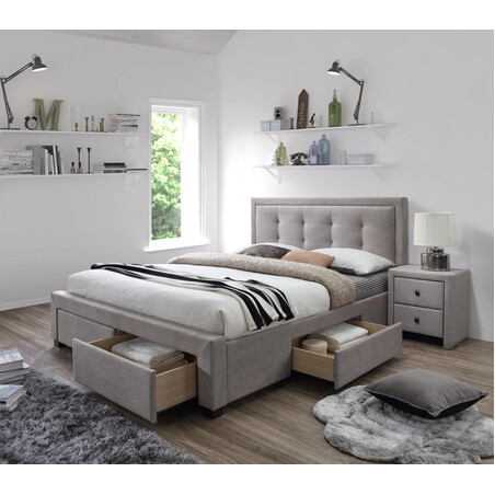 Evora 160 ágy ágyneműtartóval – bézs / dió