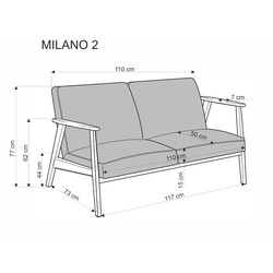 Milano 2S kanapé – bézs / sötét dió