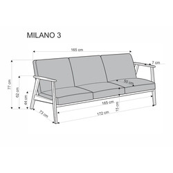 Milano 3S kanapé – bézs / sötét dió